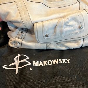 Used B Makowsky white leather bag